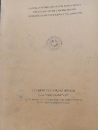 Image of LAPORAN KERJA PRAKTEK MAHASISWA PRORAM TEKNIKI STUDI MESIN