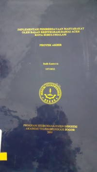 Image of IMPLEMENTASI PEMBERDAYAAN MASYARAKAT OLEH BADAN REINTERGRASI-DAMAI ACEH KOTA SUBULUSSALAM