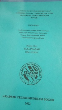 Image of ANALISIS EOQ UNTUK MENENTUKAN PERSEDIAAN ALAT TULIS KANTOR (ATK)